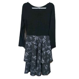 Lularoe Long Sleeve Ruffle Tiered Sailboat Black White Dress XL